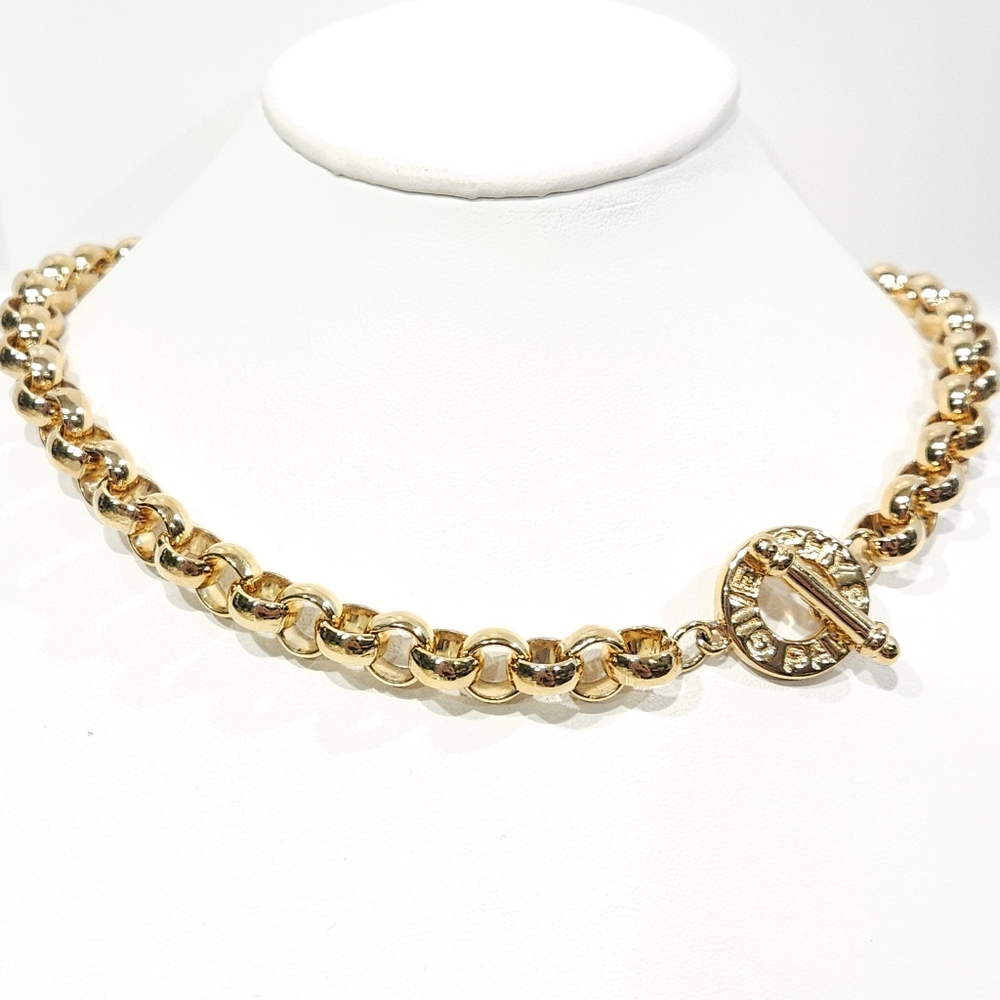 Givenchy Logo Necklace Toggle Chunky Gold Tone Rolo Chain Vintage 80s 90s Paris - Picture 7 of 16